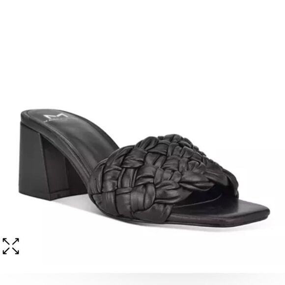 Marc Fisher LTD Nahea 2 Women’s Black Leather Block Heel Sandals Size 6.5 - Picture 1 of 8